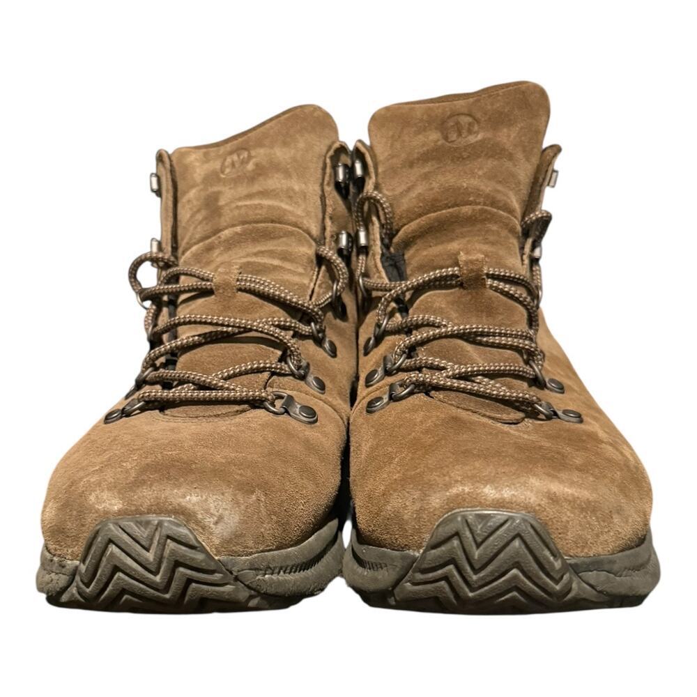 Merrell Ontario Waterproof Dark Earth Brown Leather Hiking Boots Vibram Size 12 - Picture 3 of 9